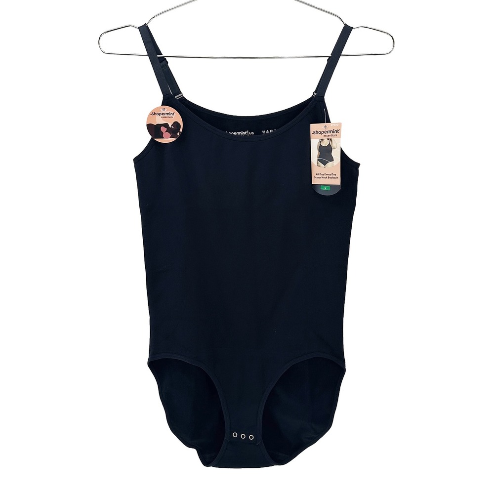 SHAPERMINT All Day Every Day Scoop Neck Bodysuit NWT • Large • black